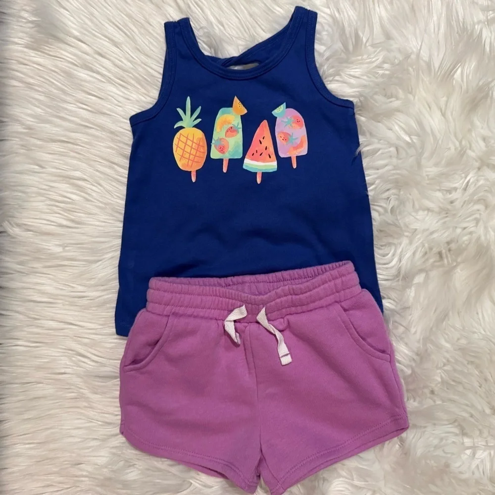 Jumping Beans Toddler Girl 2 Piece Tank‎ Top & Shorts Set Size 18 Months